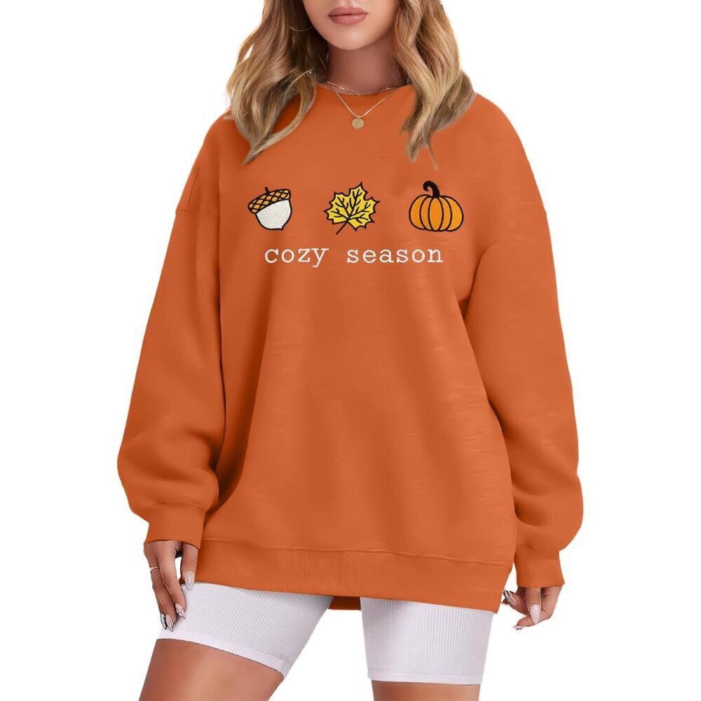Women's Fall Leaf Graphic Crewneck Sweatshirt Long Sleeve Casual Cozy